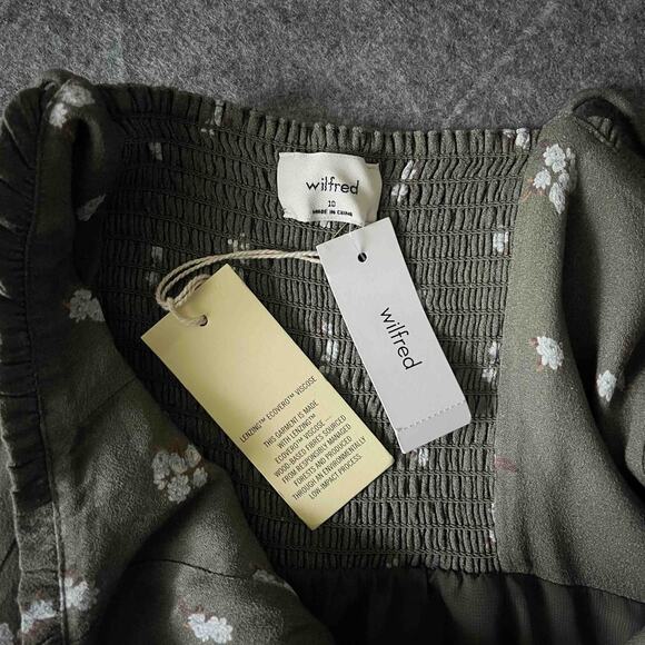 NWT Womens Wilfred Sweetheart Bustier Mini Fable Dress Bitter Sage Floral Sze 10 - Picture 7 of 11